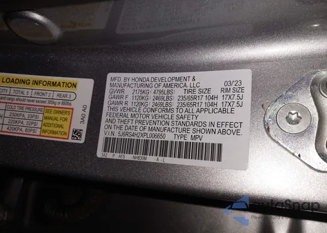 2023 Honda Cr-V Lx Awd из США, поврежденный, VIN 5J6RS4H2XPL006650